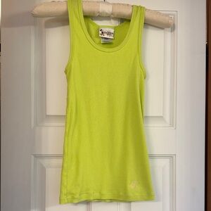 Women’s Walt Disney World Lime Green Ribbed Tank Top gold embroidered Mickey